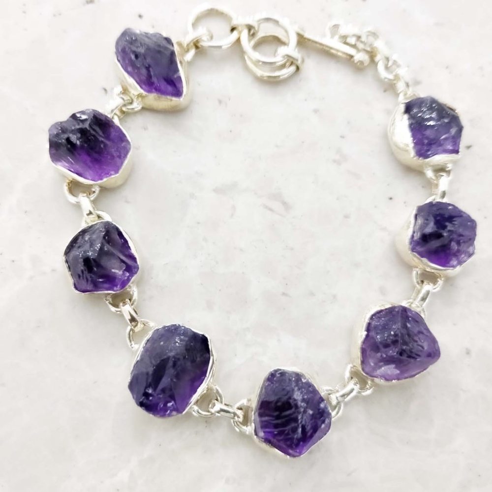 Citrine, Amethyst & Herkimer Gemstone Bracelet